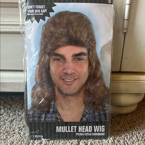 Mullet Head Wig - Brown